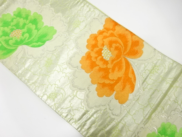 アンティーク　牡丹模様織り出し袋帯(着用可)